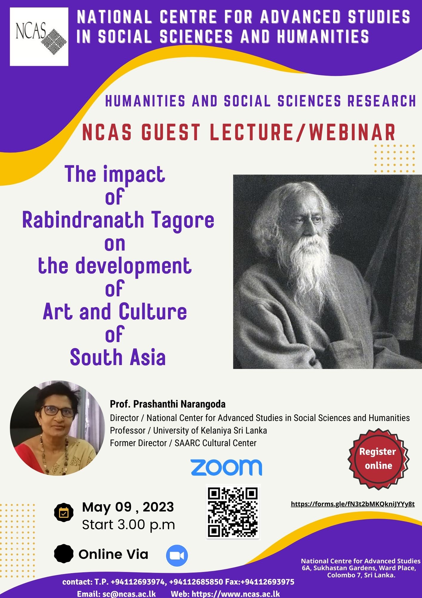 Guest Lecture on The impact of Rabindranath Tagore on the development of Art and Culture of South Asia