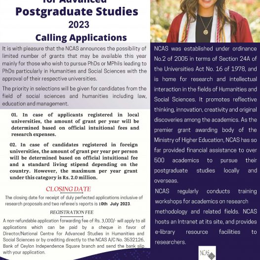 Calling Applications for Partial Funding for Advanced Postgraduate Studies – 2023