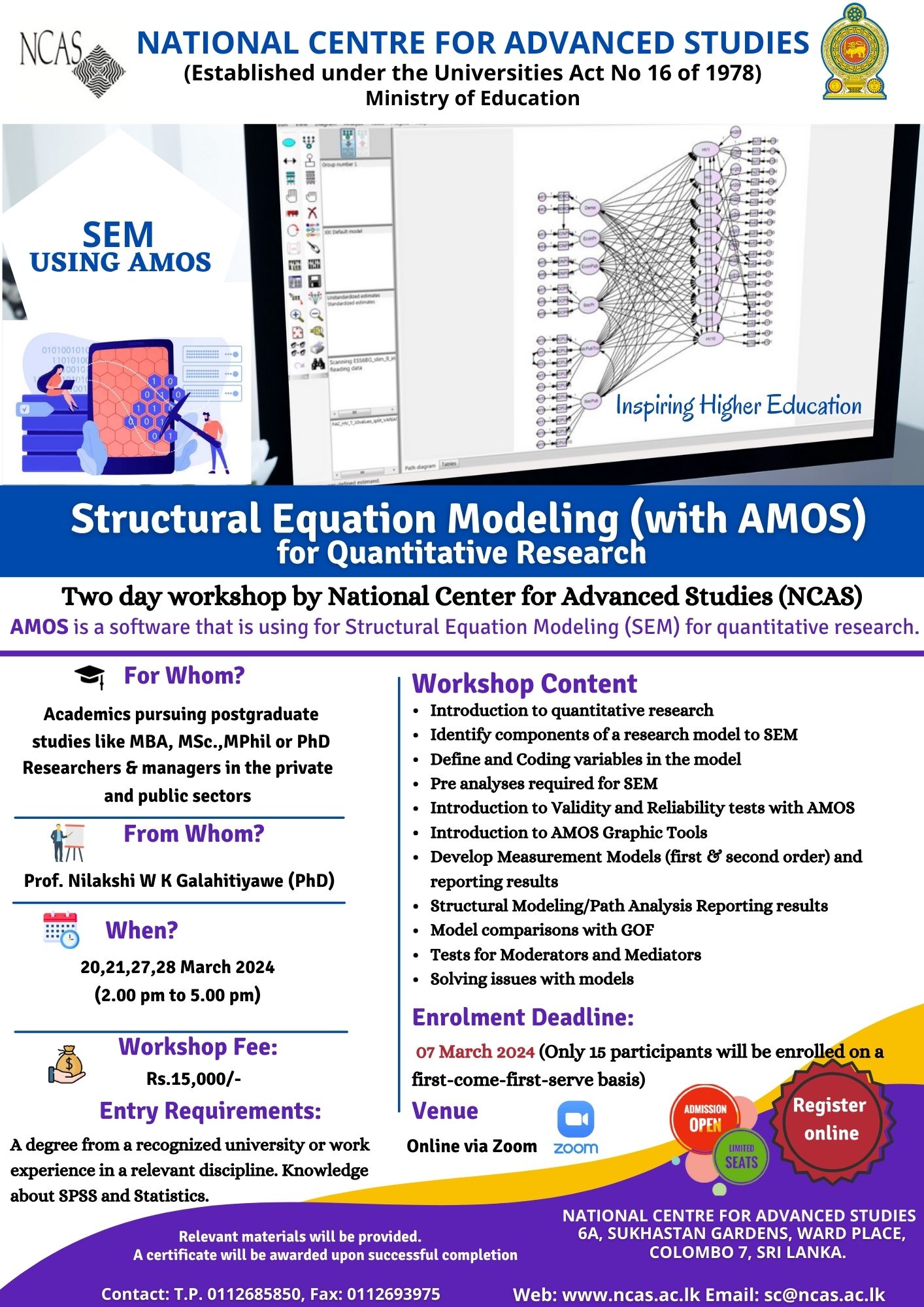 Workshop on Structural Equation Modeling (with AMOS) for Quantitative Research