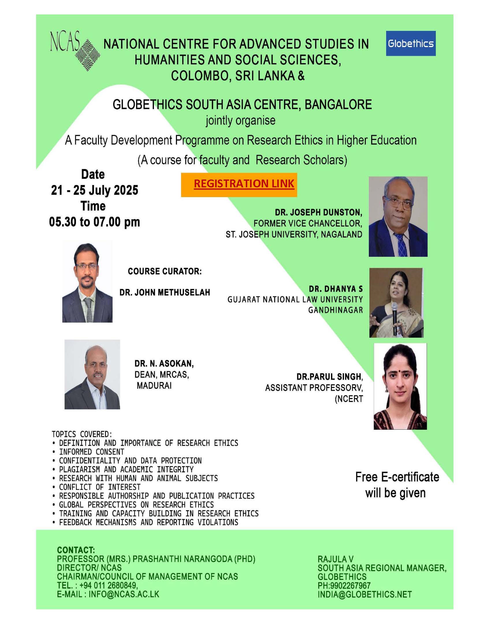 Faculty Development Programme on Research Ethics in Higher Education